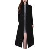 imageIDEALSANXUN Womens Shawl Collar Long Wool Coats Fall Winter Double Breasted Trench CoatBlack