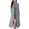 imageIDEALSANXUN Womens Shawl Collar Long Wool Coats Fall Winter Double Breasted Trench CoatGrey