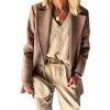 imageIDEALSANXUN Womens Wool Blazer Fall Winter Pea Coat Business Work Suit JacketsDark Khaki