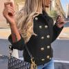 imageIDEALSANXUN Cropped Wool Coats for Women Fall Winter Peacoat Trench Coat Casual Dressy Blazer Jacket OutwearBlack