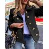 imageIDEALSANXUN Cropped Wool Coats for Women Fall Winter Peacoat Trench Coat Casual Dressy Blazer Jacket OutwearBlack