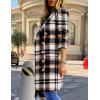 imageIDEALSANXUN Long Plaid Wool Coats for Women Fall Winter Double Breasted Trench Coat Peacoat JacketsBrown