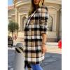 imageIDEALSANXUN Long Plaid Wool Coats for Women Fall Winter Double Breasted Trench Coat Peacoat JacketsBrown New