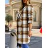 imageIDEALSANXUN Long Plaid Wool Coats for Women Fall Winter Double Breasted Trench Coat Peacoat JacketsKhaki