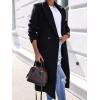 imageIDEALSANXUN Long Wool Coats for Women Fall Winter Trench Coat Peacoat Double Breasted Blazer Jackets OvercoatBlack