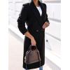 imageIDEALSANXUN Long Wool Coats for Women Fall Winter Trench Coat Peacoat Double Breasted Blazer Jackets OvercoatBlack