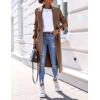 imageIDEALSANXUN Long Wool Coats for Women Fall Winter Trench Coat Peacoat Double Breasted Blazer Jackets OvercoatDark Khaki