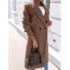 imageIDEALSANXUN Long Wool Coats for Women Fall Winter Trench Coat Peacoat Double Breasted Blazer Jackets OvercoatDark Khaki