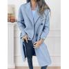 imageIDEALSANXUN Womens Long Wool Coats Fall Winter Double Breasted Trench Coat Peacoat Dress Blazer JacketsGrey