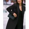 imageIDEALSANXUN Womens Long Wool Coats Fall Winter Notch Lapel Double Breasted Trench Coat Wool JacketsBlack