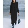 imageIDEALSANXUN Womens Long Wool Coats Fall Winter Notch Lapel Double Breasted Trench Coat Wool JacketsBlack