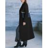 imageIDEALSANXUN Womens Long Wool Coats Fall Winter Notch Lapel Double Breasted Trench Coat Wool JacketsBlack