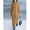 imageIDEALSANXUN Womens Long Wool Coats Fall Winter Notch Lapel Double Breasted Trench Coat Wool JacketsCamel