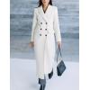 imageIDEALSANXUN Womens Long Wool Coats Fall Winter Notch Lapel Double Breasted Trench Coat Wool JacketsWhite