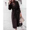 imageIDEALSANXUN Womens Long Wool Coats Fall Winter Open Front Trench Coat Peacoat with Self BeltBlack