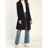 imageIDEALSANXUN Womens Wool Coats Fall Winter Notch Lapel Long Trench Coat Peacoat Blazer JacketsBlack