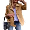 imageIDEALSANXUN Cropped Wool Coats for Women Fall Winter Peacoat Trench Coat Casual Dressy Blazer Jacket OutwearCamel