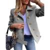 imageIDEALSANXUN Cropped Wool Coats for Women Fall Winter Peacoat Trench Coat Casual Dressy Blazer Jacket OutwearGrey