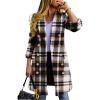 imageIDEALSANXUN Long Plaid Wool Coats for Women Fall Winter Double Breasted Trench Coat Peacoat JacketsBrown