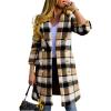 imageIDEALSANXUN Long Plaid Wool Coats for Women Fall Winter Double Breasted Trench Coat Peacoat JacketsBrown New