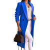 imageIDEALSANXUN Long Wool Coats for Women Fall Winter Trench Coat Peacoat Double Breasted Blazer Jackets OvercoatRoyal Blue