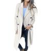 imageIDEALSANXUN Womens Long Wool Coats Fall Winter Double Breasted Trench Coat Peacoat Dress Blazer JacketsBeige