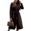 imageIDEALSANXUN Womens Long Wool Coats Fall Winter Open Front Trench Coat Peacoat with Self BeltBlack