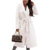 imageIDEALSANXUN Womens Long Wool Coats Fall Winter Open Front Trench Coat Peacoat with Self BeltWhite