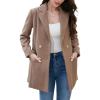 imageIDEALSANXUN Womens Wool Coat Double Breasted Trench Coat Fall Winter ClothesKhaki