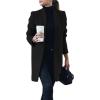 imageIDEALSANXUN Womens Wool Coat Long Blazer Jackets Fall Winter Peacoat with PocketsBlack