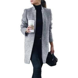 imageIDEALSANXUN Womens Wool Coat Long Blazer Jackets Fall Winter Peacoat with PocketsHeather Grey
