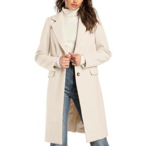 imageIDEALSANXUN Womens Wool Coats Fall Winter Notch Lapel Long Trench Coat Peacoat Blazer JacketsBeige