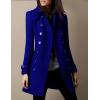 imageIDEALSANXUN Double Breasted Wool Coats for Women Trendy Fall Winter Mid Pea Trench Coat Blazer Jackets OvercoatNavy Blue