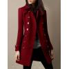 imageIDEALSANXUN Double Breasted Wool Coats for Women Trendy Fall Winter Mid Pea Trench Coat Blazer Jackets OvercoatWine