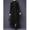 imageIDEALSANXUN Fur Collar Wool Coats for Women Double Breasted Long Peacoat JacketsBlack