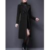 imageIDEALSANXUN Fur Collar Wool Coats for Women Double Breasted Long Peacoat JacketsBlack