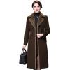imageIDEALSANXUN Fur Collar Wool Coats for Women Double Breasted Long Peacoat JacketsBrown