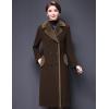 imageIDEALSANXUN Fur Collar Wool Coats for Women Double Breasted Long Peacoat JacketsBrown