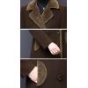imageIDEALSANXUN Fur Collar Wool Coats for Women Double Breasted Long Peacoat JacketsBrown