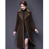 imageIDEALSANXUN Fur Collar Wool Coats for Women Double Breasted Long Peacoat JacketsBrown