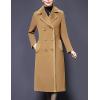 imageIDEALSANXUN Fur Collar Wool Coats for Women Double Breasted Long Peacoat JacketsCamel