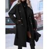imageIDEALSANXUN Long Wool Coats for Women Fall Winter Blazer Jacket Lapel Trench Coat Casual Dressy Peacoat Overcoat with BeltBlack