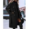 imageIDEALSANXUN Long Wool Coats for Women Fall Winter Blazer Jacket Lapel Trench Coat Casual Dressy Peacoat Overcoat with BeltBlack