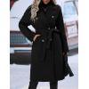 imageIDEALSANXUN Long Wool Coats for Women Fall Winter Blazer Jacket Lapel Trench Coat Casual Dressy Peacoat Overcoat with BeltBlack