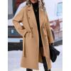 imageIDEALSANXUN Long Wool Coats for Women Fall Winter Blazer Jacket Lapel Trench Coat Casual Dressy Peacoat Overcoat with BeltKhaki