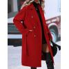 imageIDEALSANXUN Long Wool Coats for Women Fall Winter Blazer Jacket Lapel Trench Coat Casual Dressy Peacoat Overcoat with BeltRed