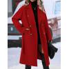 imageIDEALSANXUN Long Wool Coats for Women Fall Winter Blazer Jacket Lapel Trench Coat Casual Dressy Peacoat Overcoat with BeltRed