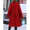 imageIDEALSANXUN Long Wool Coats for Women Fall Winter Blazer Jacket Lapel Trench Coat Casual Dressy Peacoat Overcoat with BeltRed