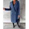 imageIDEALSANXUN Womens Long Wool Coat Double Breasted Trench Coat Fall Winter ClothesMisty Blue