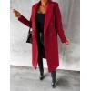 imageIDEALSANXUN Womens Long Wool Coat Double Breasted Trench Coat Fall Winter ClothesWine